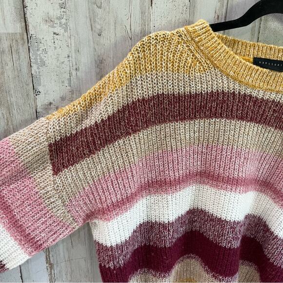 Sanctuary Womens Blur The Lines Striped Crew Neck Sweater Gold Wool Mohair6.3639 - Picture 2 of 7